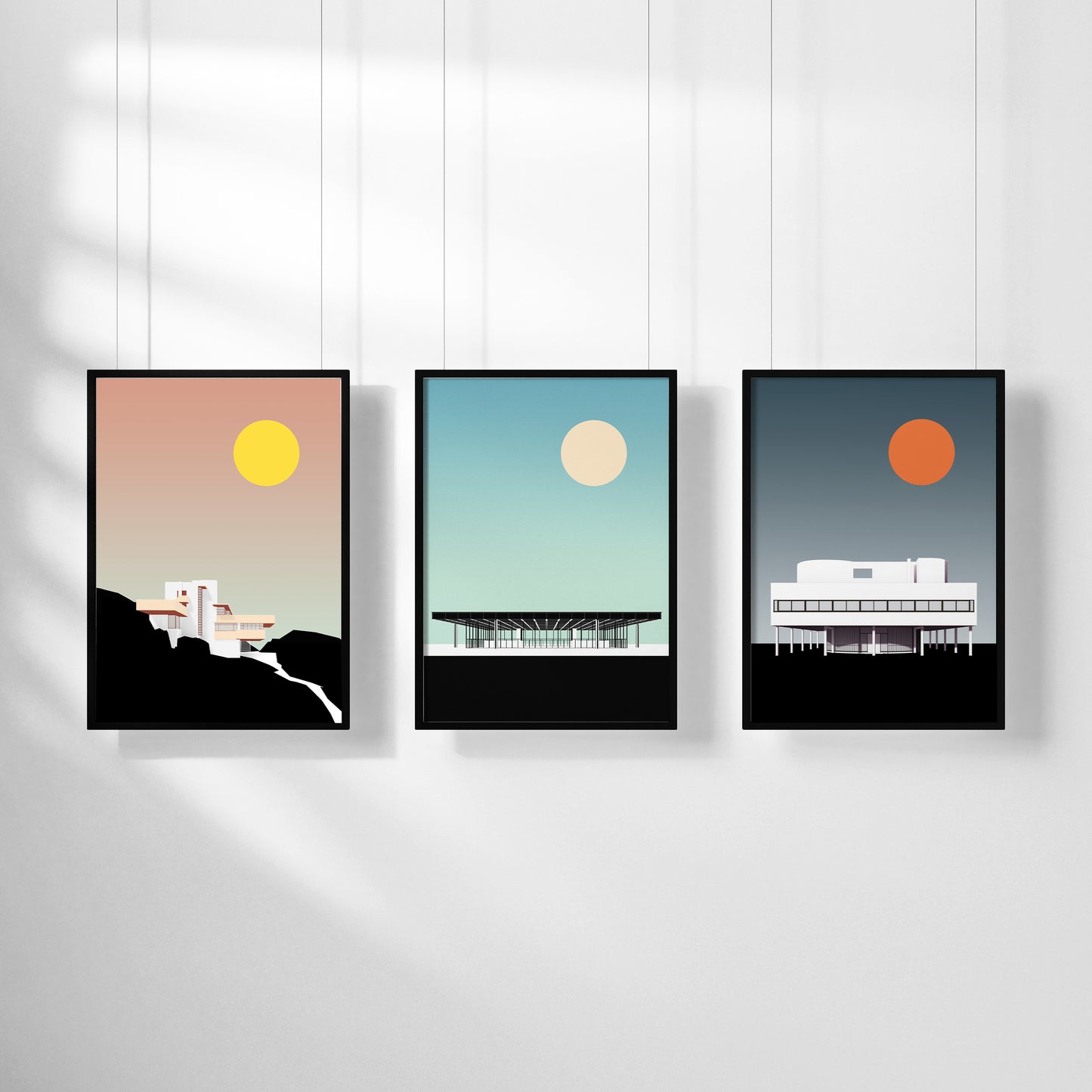 Modernist Art Gallery Print Set | Frank Lloyd Wright, Mies van der Rohe, Le Corbusier